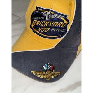 2002 NASCAR Brickyard 400 Cap Embroidered Logos Adjustable Strap Vintage VTG Y2K